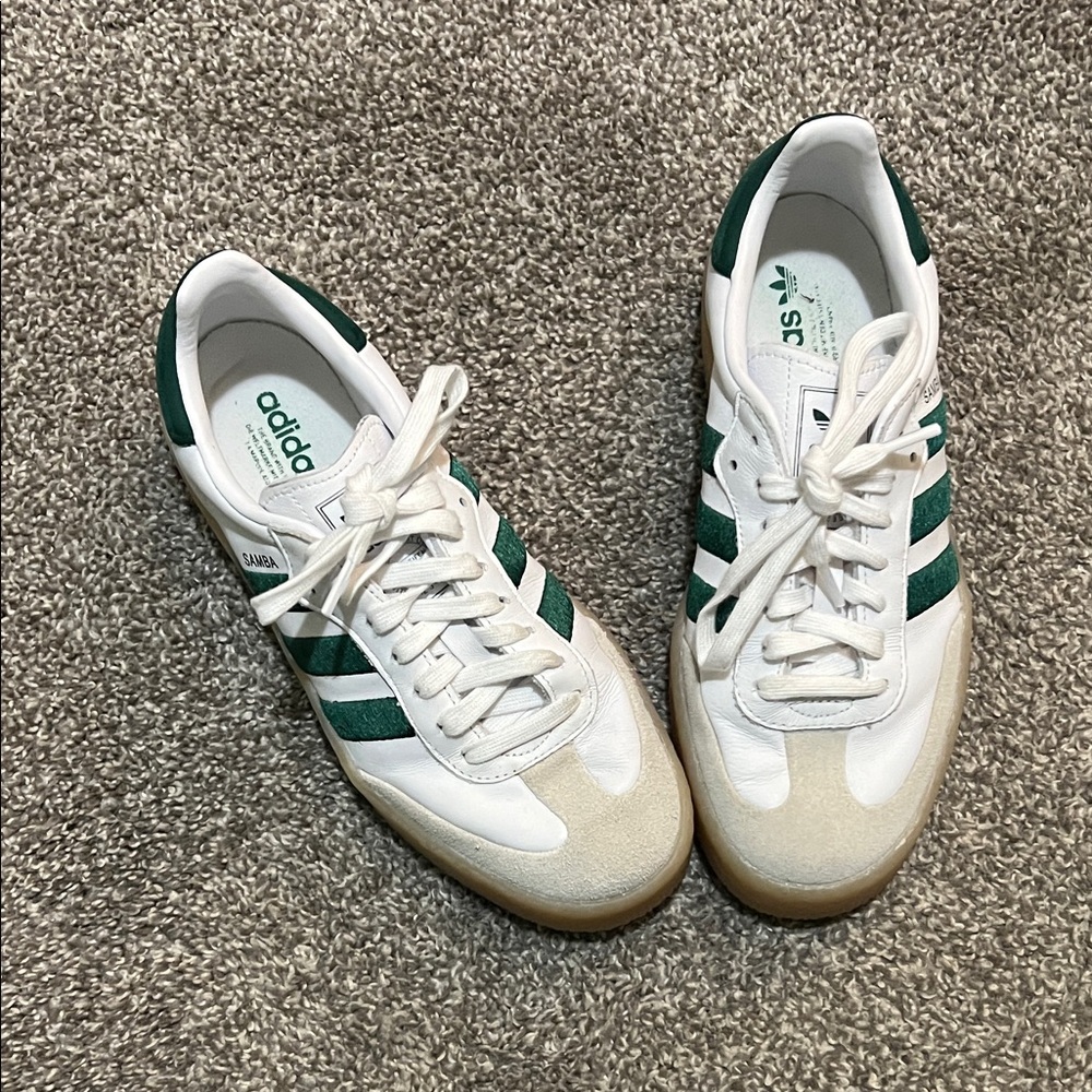 Adidas Samba White and Green Shoes
